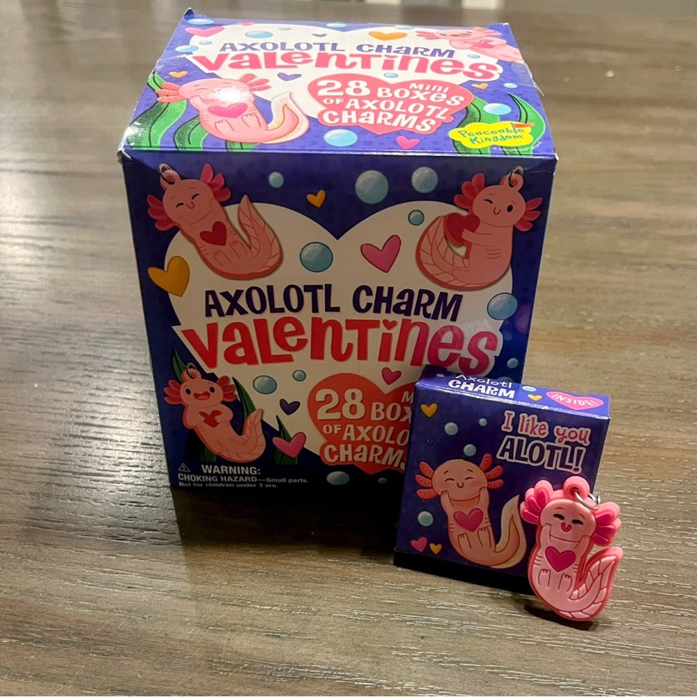 NEW in BOX Axolotl Charm Valentines x 28 Mini Boxes of Axolotl Charms - Picture 3 of 12